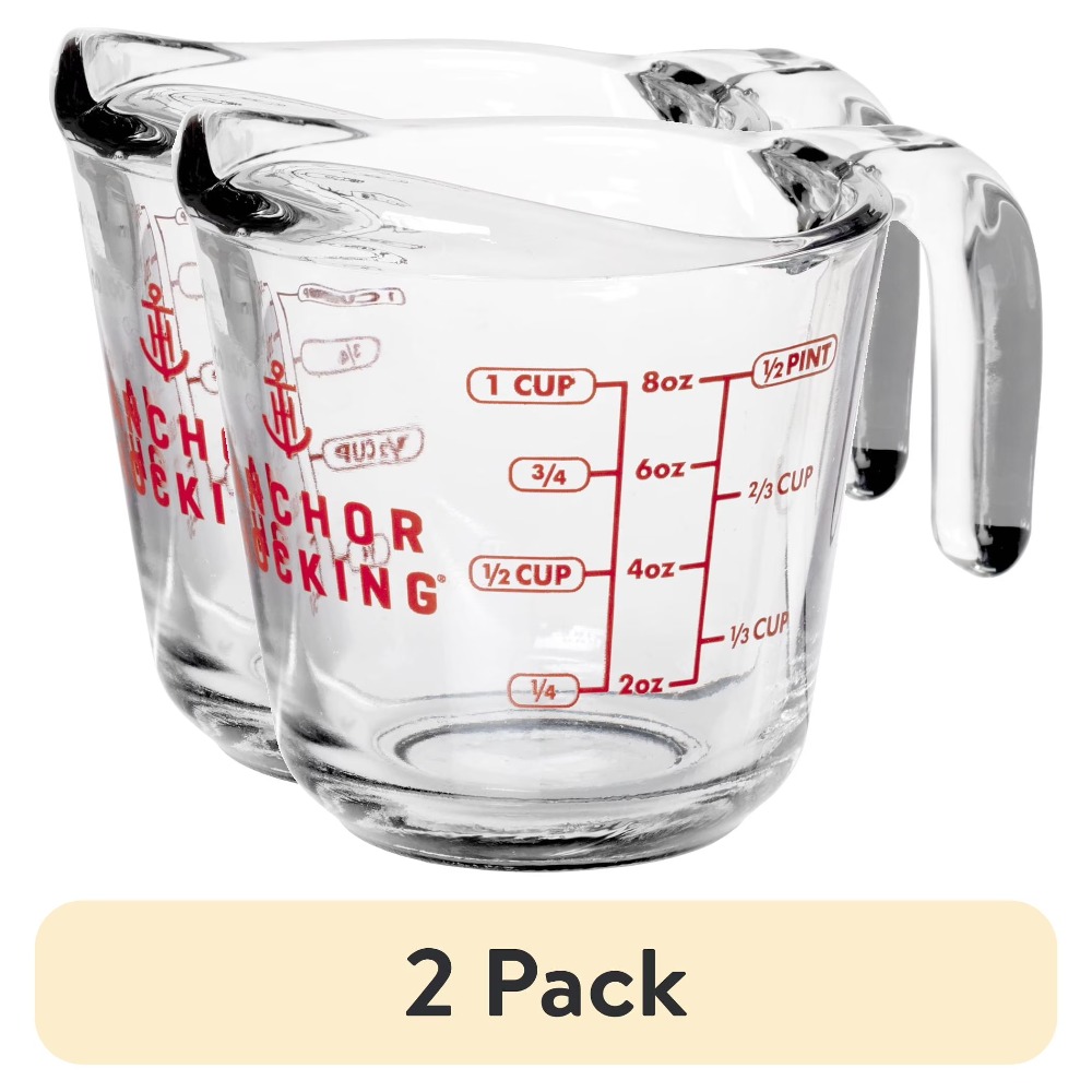 Meal Prep Glass - 2팩 유리 계량컵 세트, 손잡이와 주둥이가