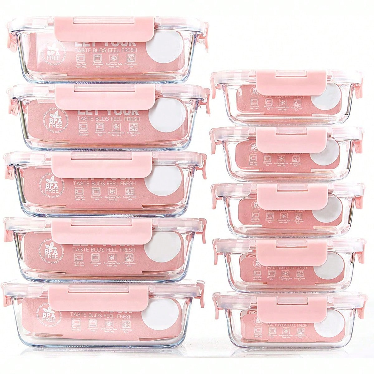 Meal Prep Glass - 10팩 유리 밀프렙 용기, 뚜껑이 있는
