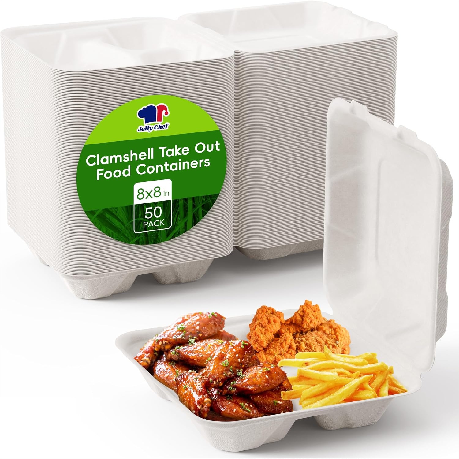 Meal Prep Restaurant - 일회용 조개껍데기 모양 테이크아웃 용기, 8x8