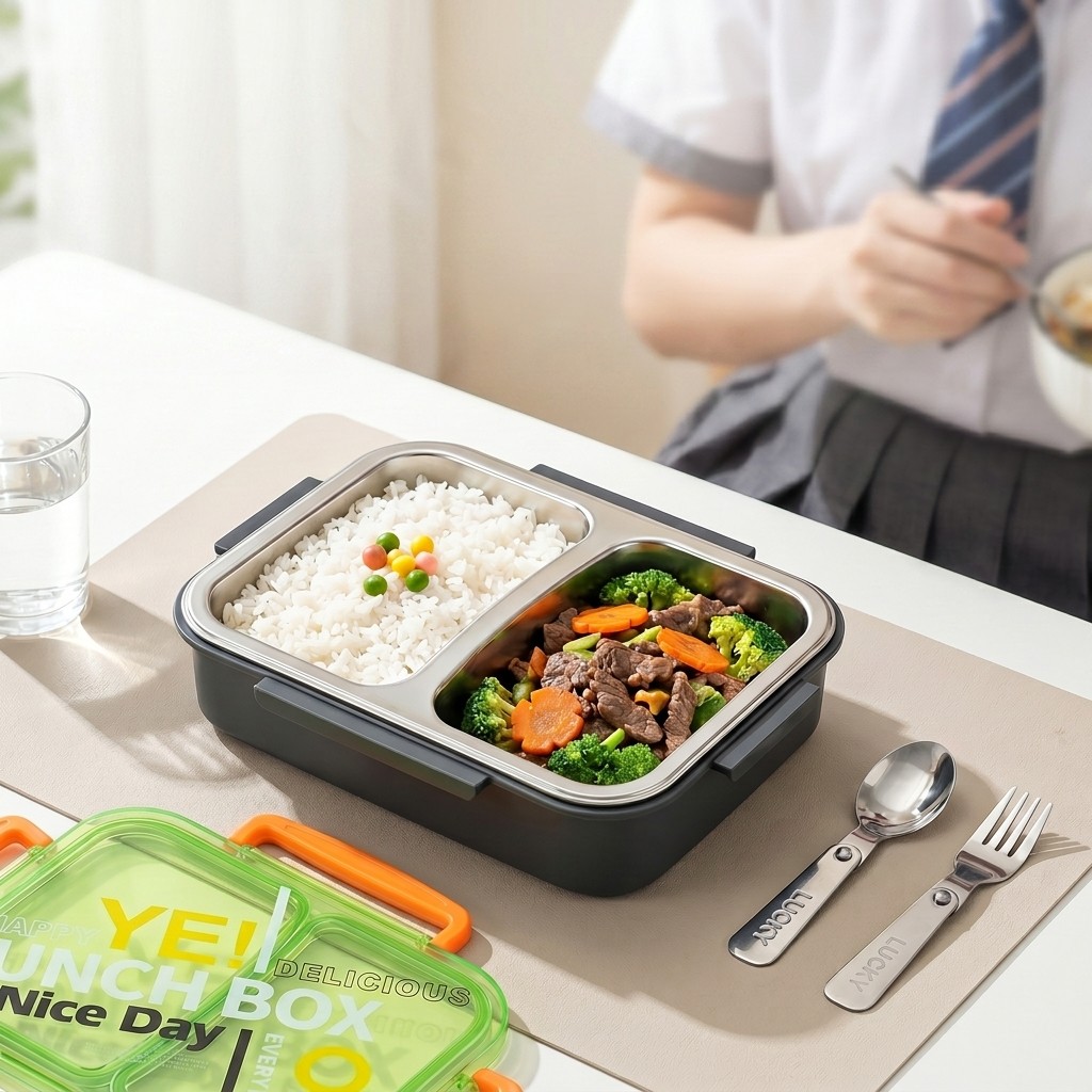 Meal Preparation - 전자레인지용 304 스테인리스 도시락, 분리형 음식