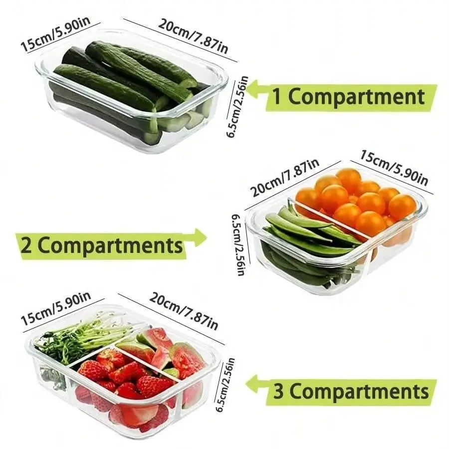Meal Prep Glass - yesGlass 뚜껑이 있는 식품 저장 용기,