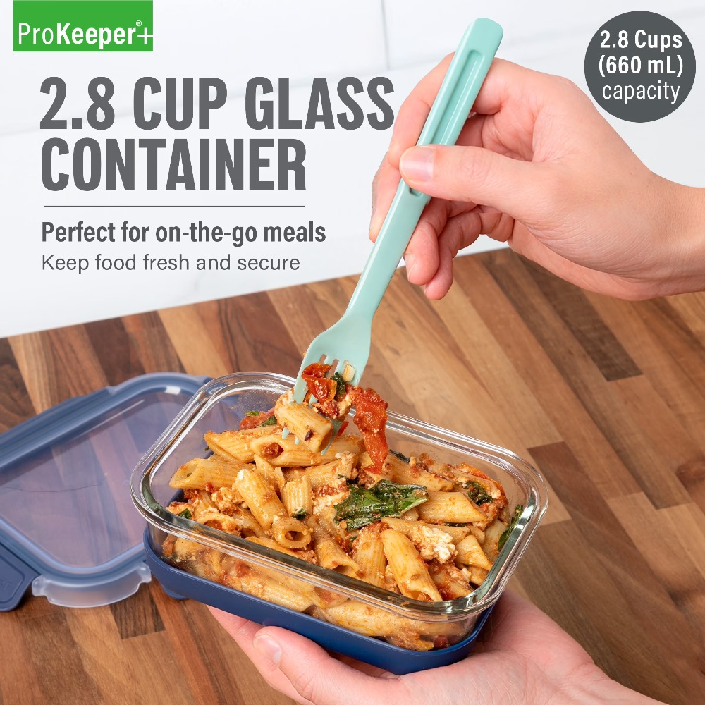 2.8컵 유리 식품 보관 용기, 실리콘 바닥 및 밀폐형 - Meal Prep Glass 리뷰 및 가격