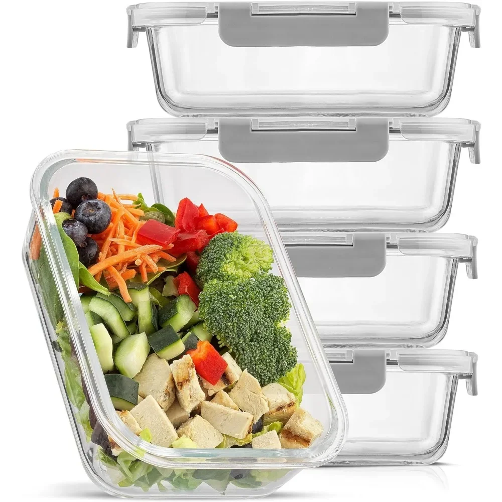 유리 뚜껑이 있는 유리 식품 보관 용기 5개들이 유리  - Meal Prep Glass 리뷰 및 가격