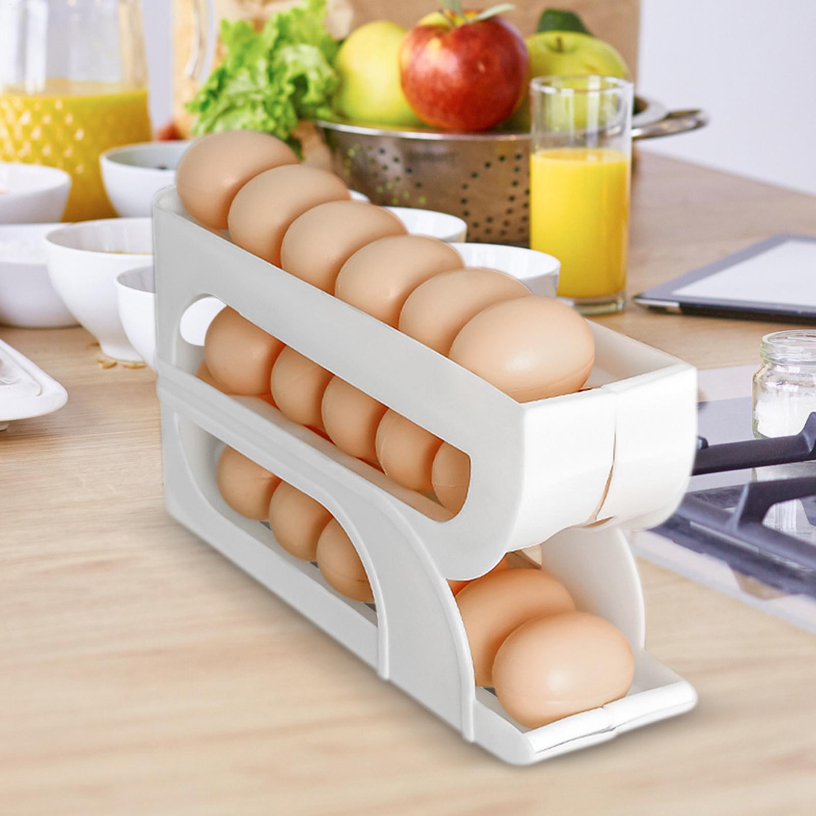 냉장고용 계란 보관함 3단 자동 롤링 계란 보관 랙 식 - Meal Prep Yellow 리뷰 및 가격