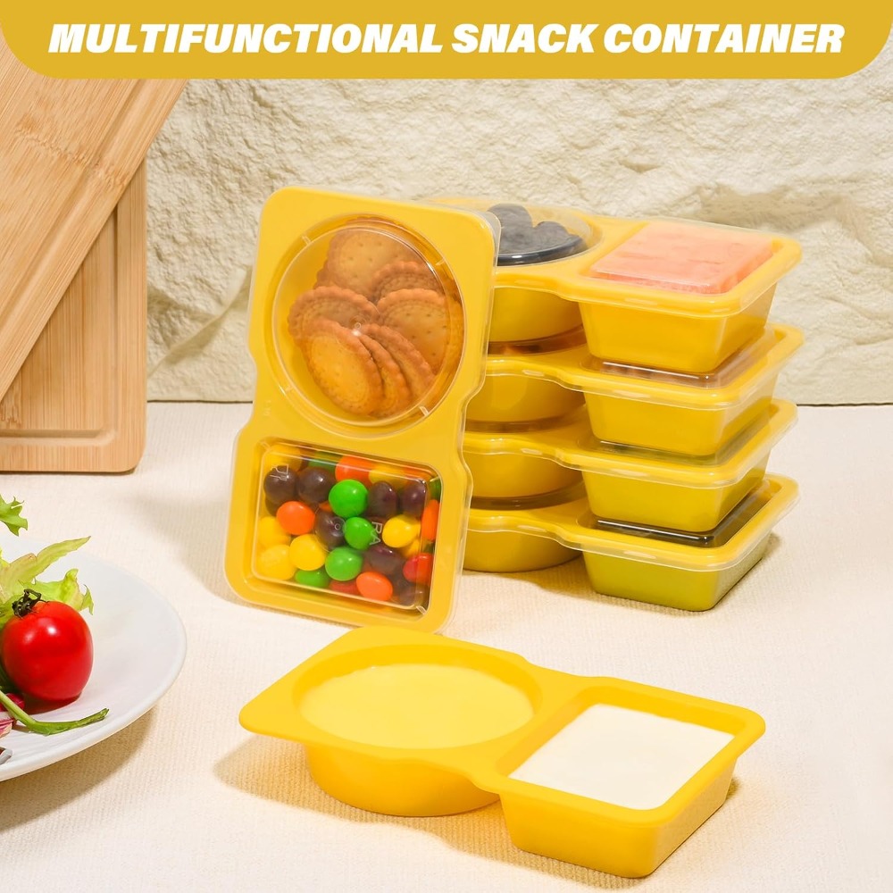 2칸짜리 일회용 플라스틱 간식 용기(뚜껑 포함), 10 - Meal Prep Yellow 리뷰 및 가격